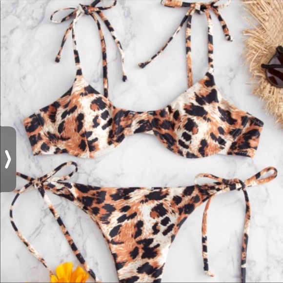 Zaful Other - NWT - Leopard Underwire String Bikini - M